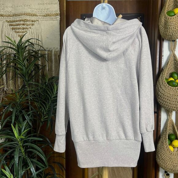 Vintage Victorias Secret Satin Lined Hoodie M | Gray Taupe Zip Up Y2K Loungewear - Picture 3 of 14